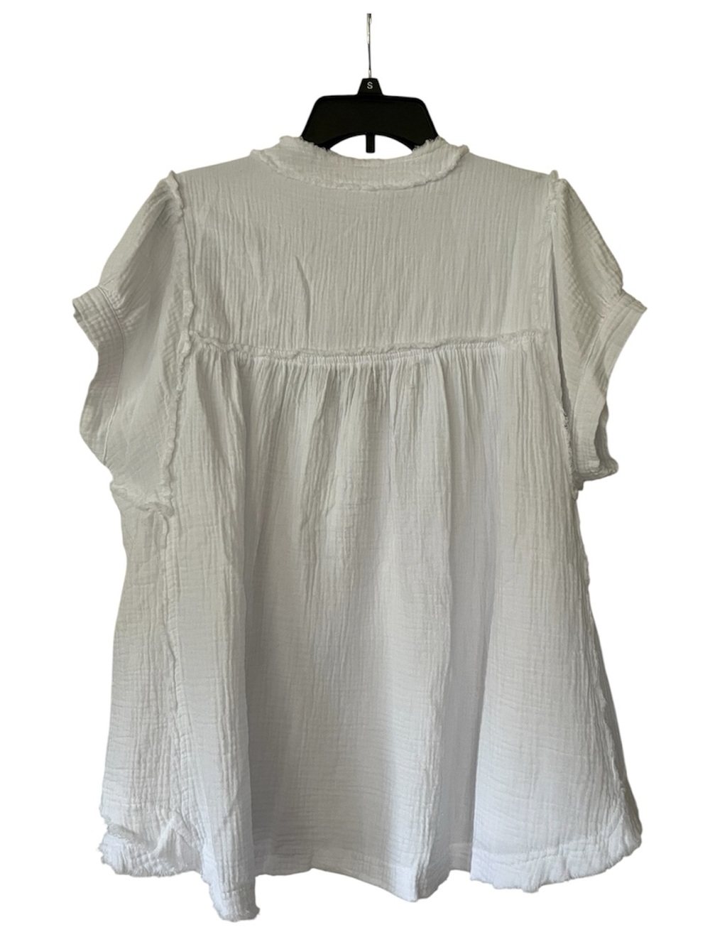 ee:some Women’s White blouse gauzy oversized relaxed blouse top size small New - Picture 2 of 9